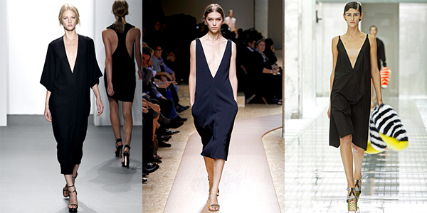 Imagem: looks minimalistas das marcas Calvin Klein, Céline e Prada   