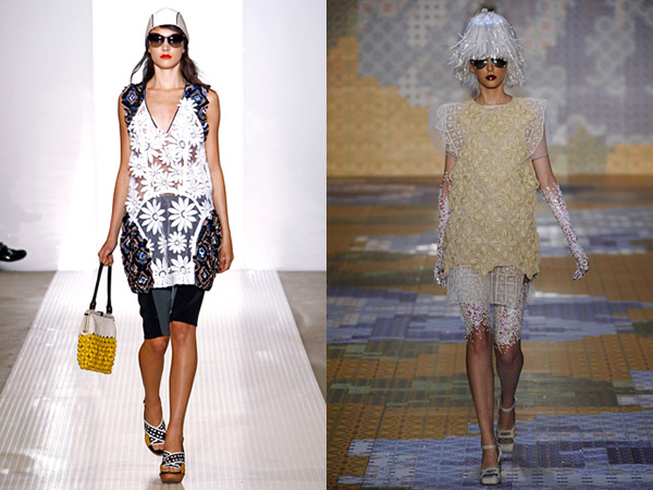 Imagem: looks da Marni na Semana de Milão, e de Ronaldo Fraga na SPFW.